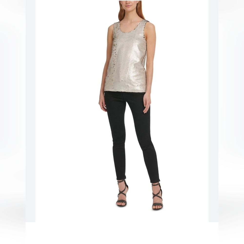 DKNY Reversible Sequin Top (S, Gold)